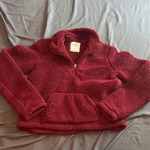Hollister Burgundy Sherpa Sweater